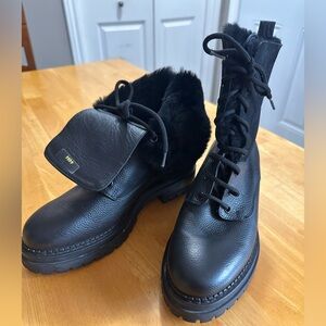 Napoleoni Black Leather Combat Style Boots. Size 39. ❣️